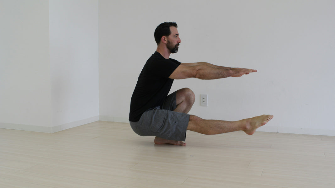 man doing pistol squat bodyweight exercise