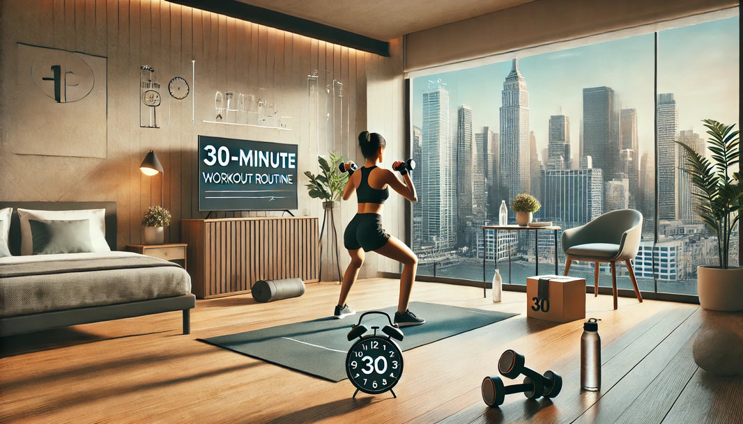 A featured photo for a blog post about creating the perfect 30-minute workout routine for busy professionals.