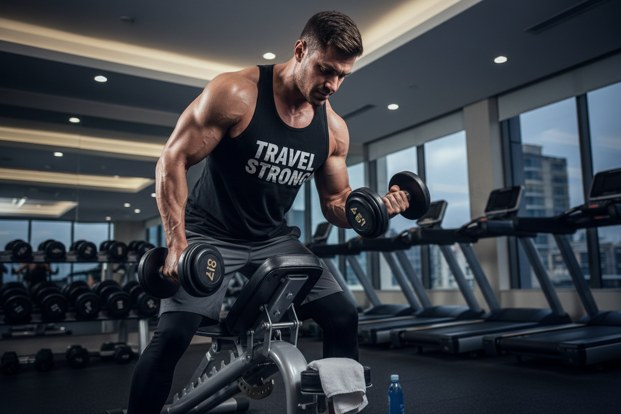 The "Pre-Dinner Pump": A 15-Minute Hotel Gym Dumbbell Arm Workout
