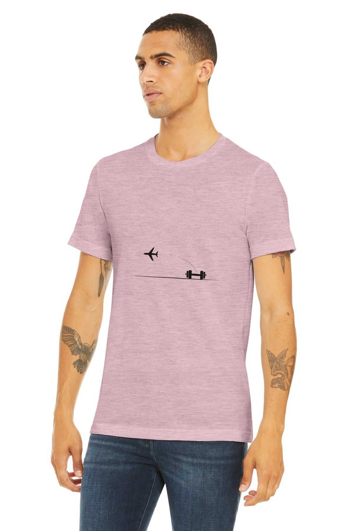 Land. Recover. Repeat. Tee | Dumbbells & Hotels - Land. Recover. Repeat. design, tee product photo