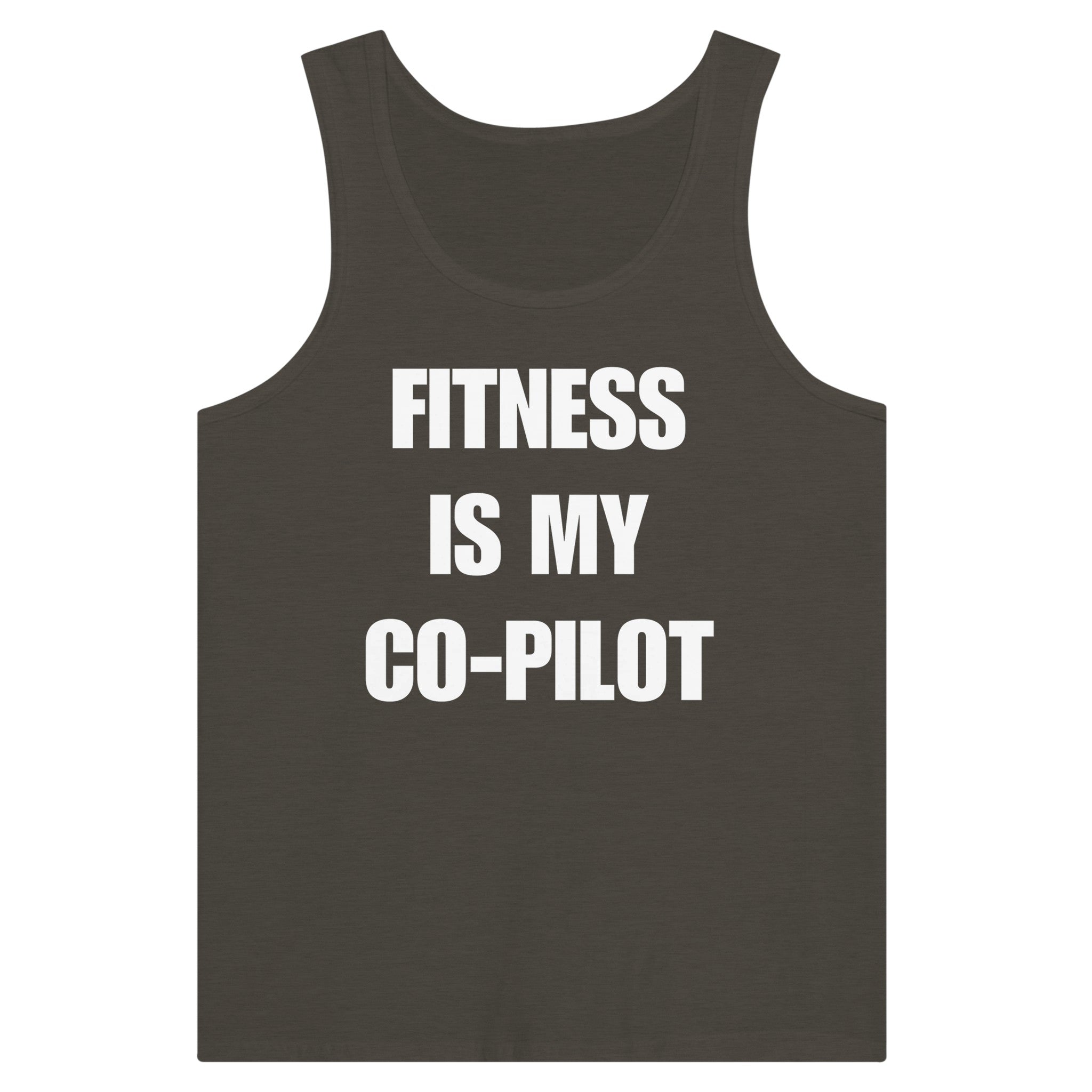 Fitness Is My Co-Pilot premium unisex tank in additional colorway — travel fitness tank, view 7