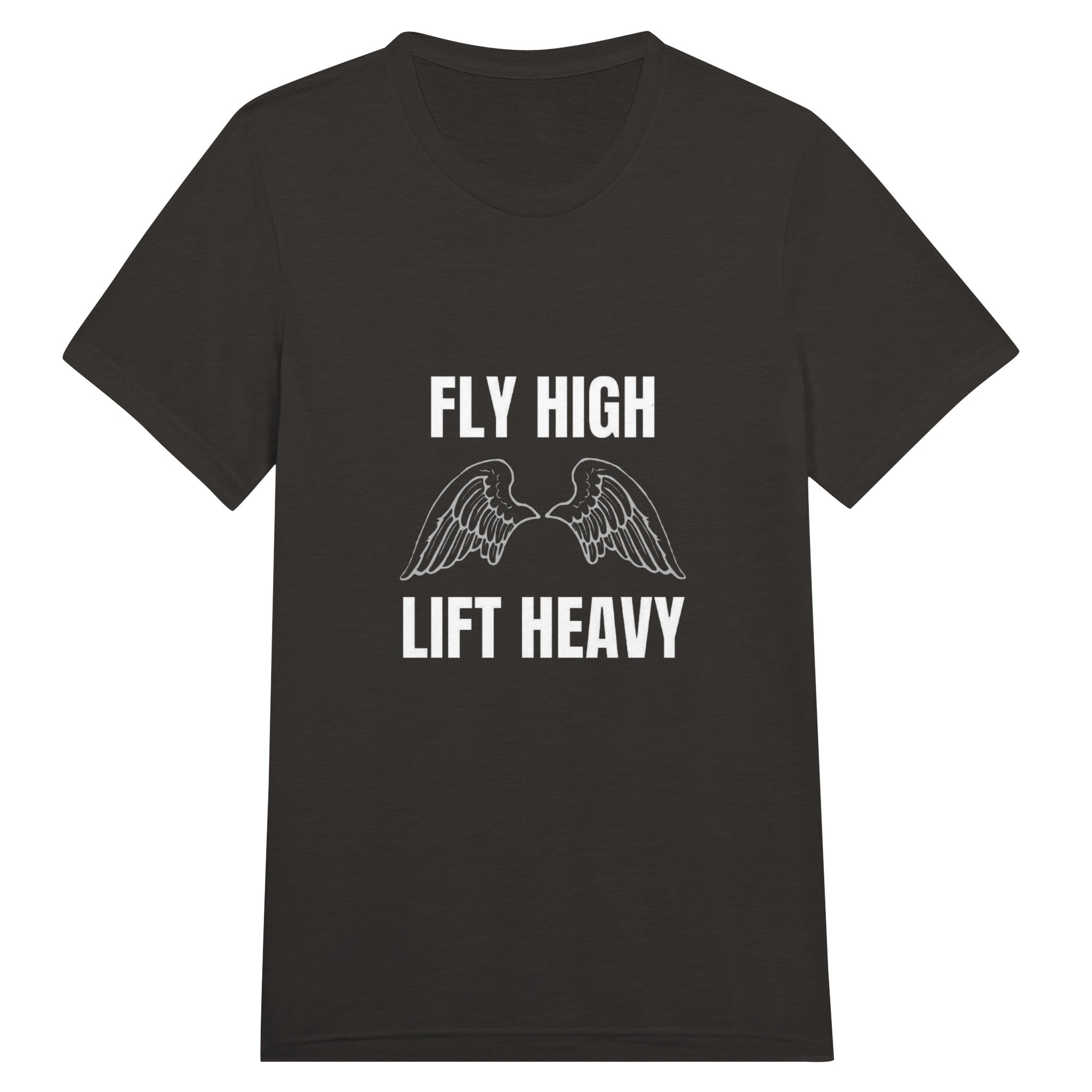 Fly High, Lift Heavy Wingspan Travel Tee in Solid Black Triblend — layover-ready travel tee by Dumbbells & Hotels