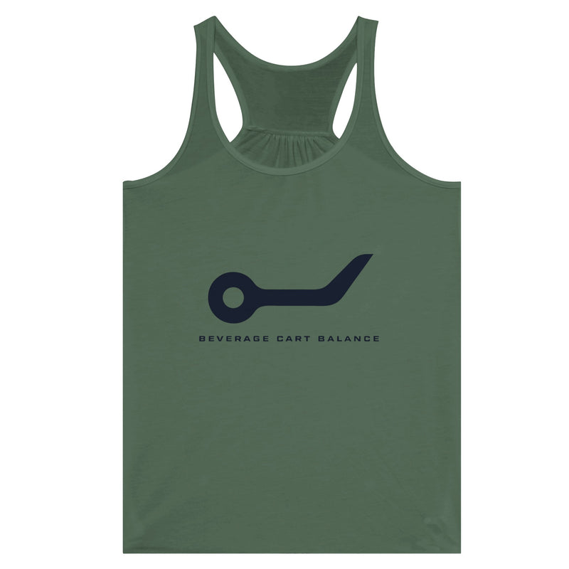 Beverage Cart Balance women's racerback tank by Dumbbells & Hotels, travel gym apparel