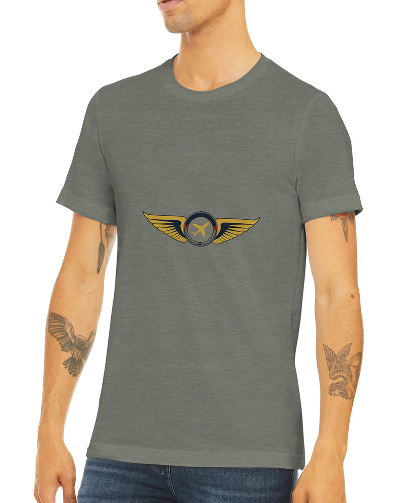 Aviator Wings flight-tested travel tee, front view 19 — Dumbbells & Hotels