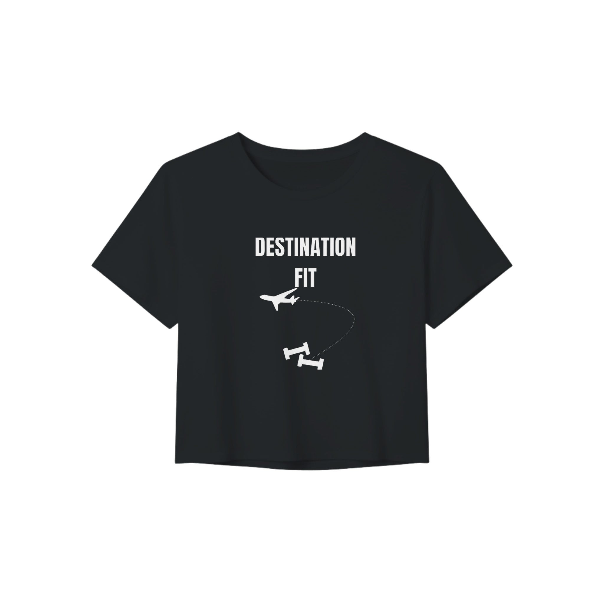 Destination Fit women's travel crop — flight-tested travel fitness apparel for the road warrior | Dumbbells & Hotels
