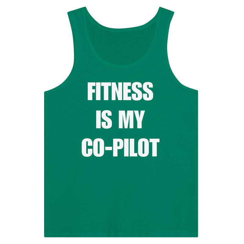 Fitness Is My Co-Pilot premium unisex tank in additional colorway — travel fitness tank, view 2