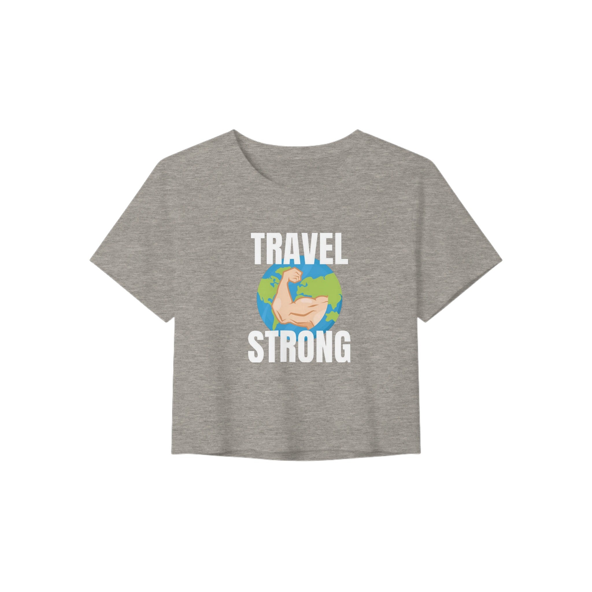 Travel Strong women's travel crop tee by Dumbbells & Hotels