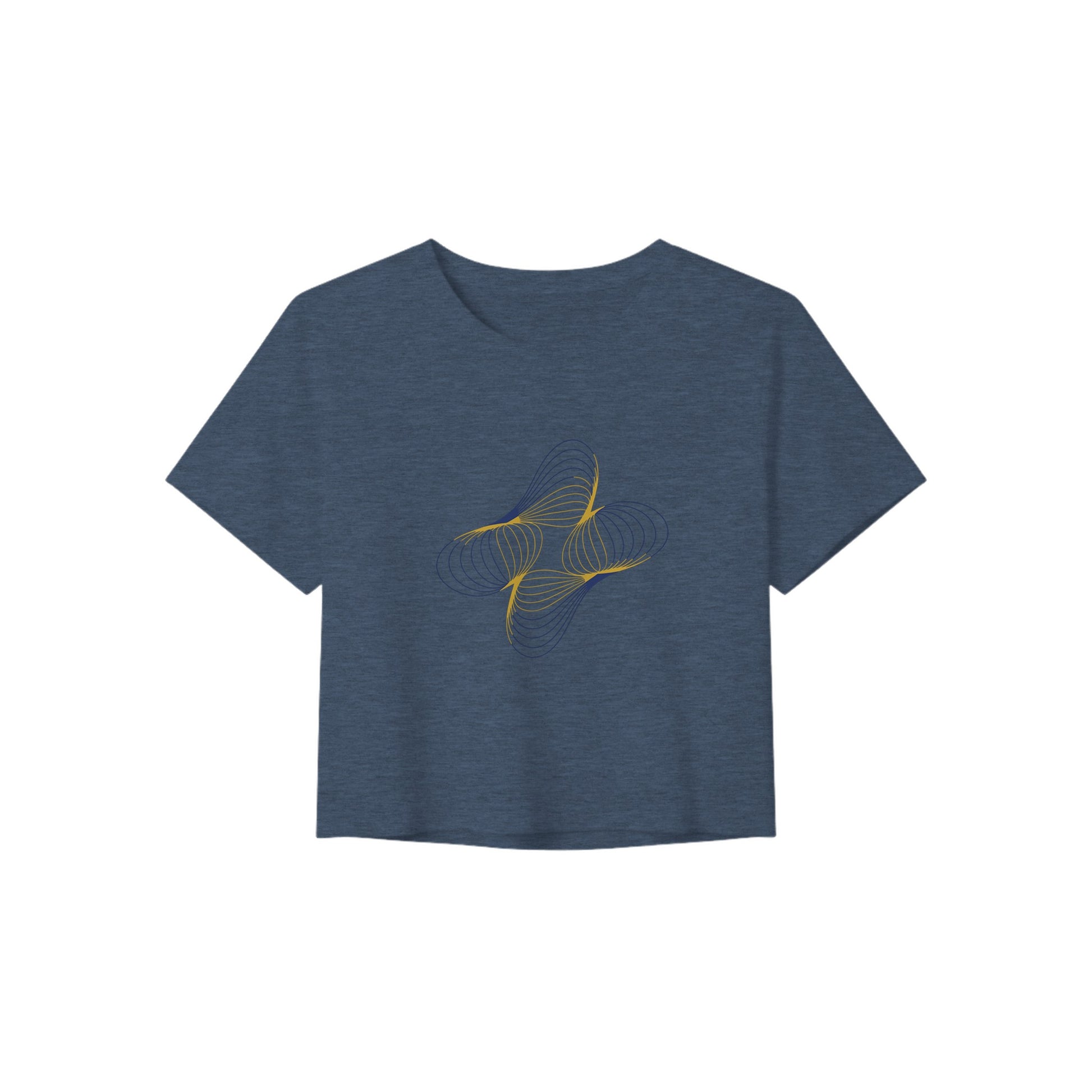 Between Meetings, Between Sets. women's crop top in Heather Navy
