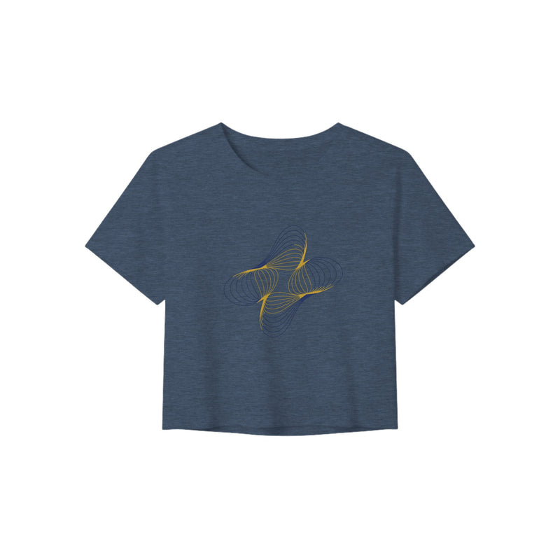 Between Meetings, Between Sets. women's crop top in Heather Navy