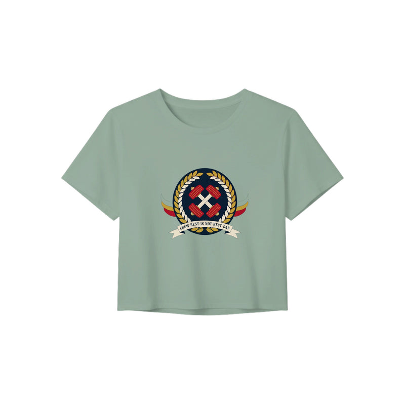 Crew Rest Is Not Rest Day. Crop Tee | Dumbbells & Hotels - Crew Rest Is Not Rest Day. design, crop tee product photo