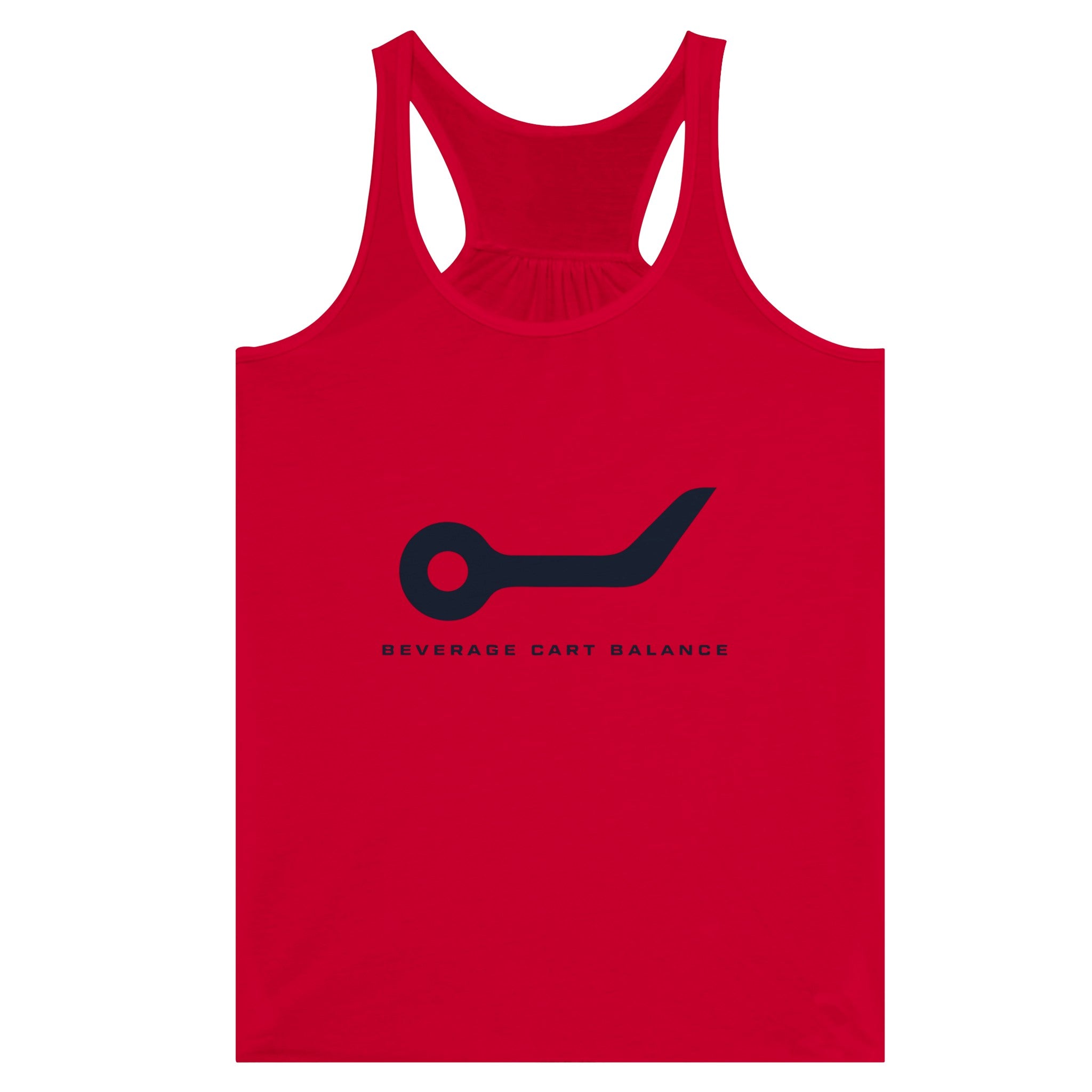 Beverage Cart Balance women's racerback tank by Dumbbells & Hotels, travel gym apparel
