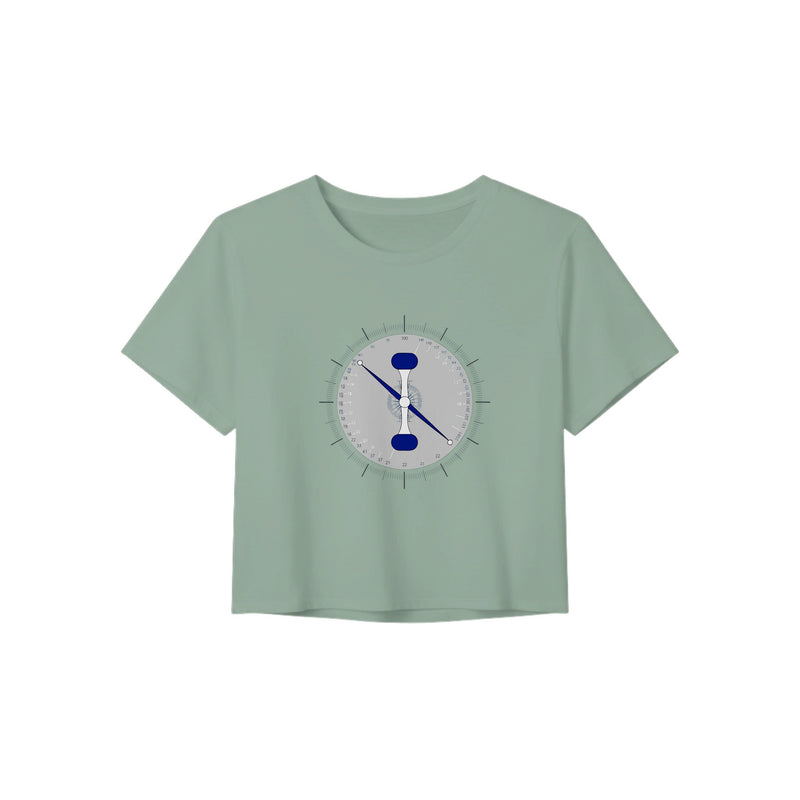 Taxi. Takeoff. Train. Crop Tee | Dumbbells & Hotels - Taxi. Takeoff. Train. design, crop tee product photo