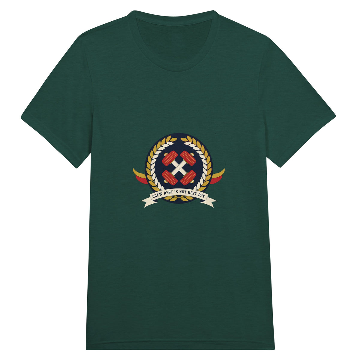 Crew Rest Is Not Rest Day. Tee | Dumbbells & Hotels - Crew Rest Is Not Rest Day. design, tee product photo