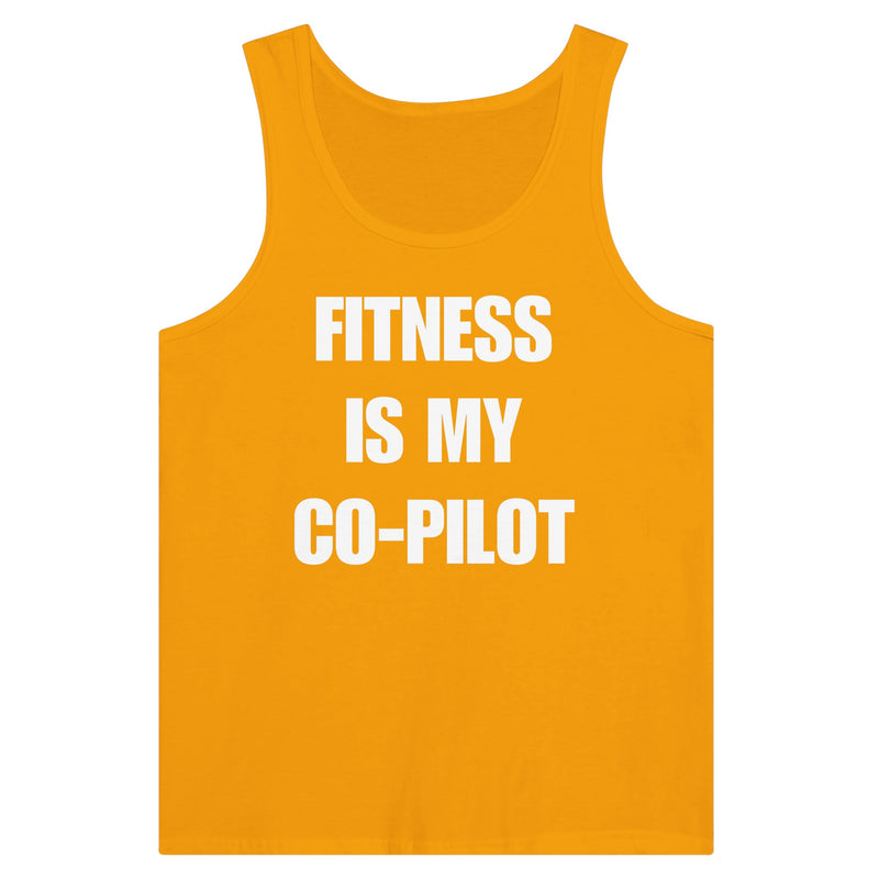 Fitness Is My Co-Pilot premium unisex tank in additional colorway — travel fitness tank, view 3