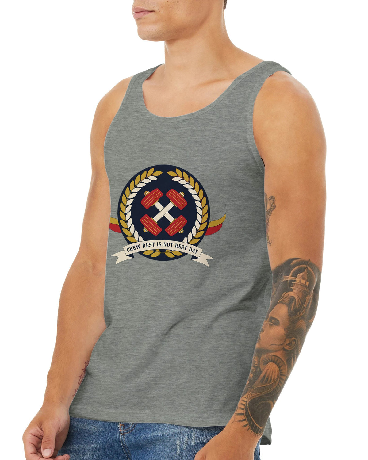 Crew Rest Is Not Rest Day. Tank | Dumbbells & Hotels - Crew Rest Is Not Rest Day. design, tank product photo