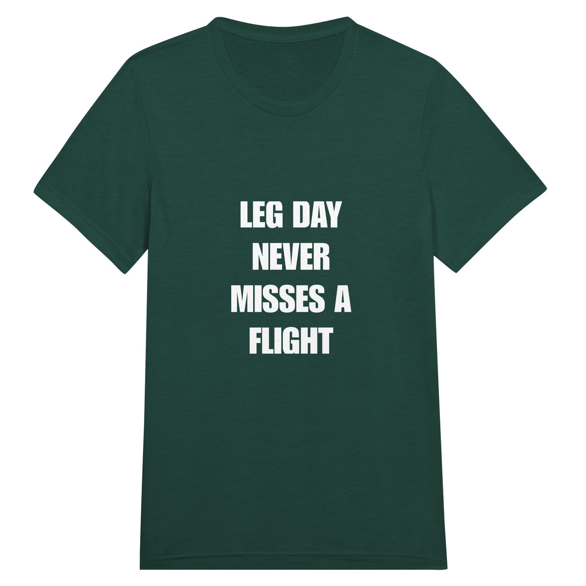 Leg Day Never Misses a Flight unisex triblend tee for travelling professionals, printed with a laurel-wreath crest with crossed dumbbells, aviator wings and a LEG DAY NEVER MISSES A FLIGHT ribbon — product photo 3 of 19