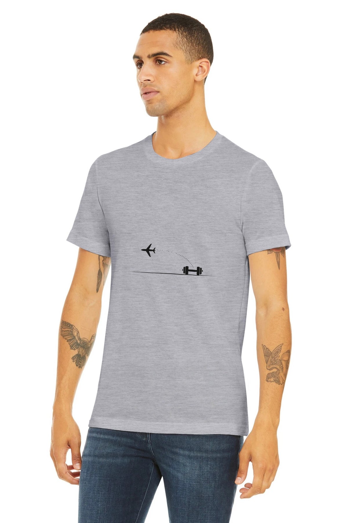 Land. Recover. Repeat. Tee | Dumbbells & Hotels - Land. Recover. Repeat. design, tee product photo