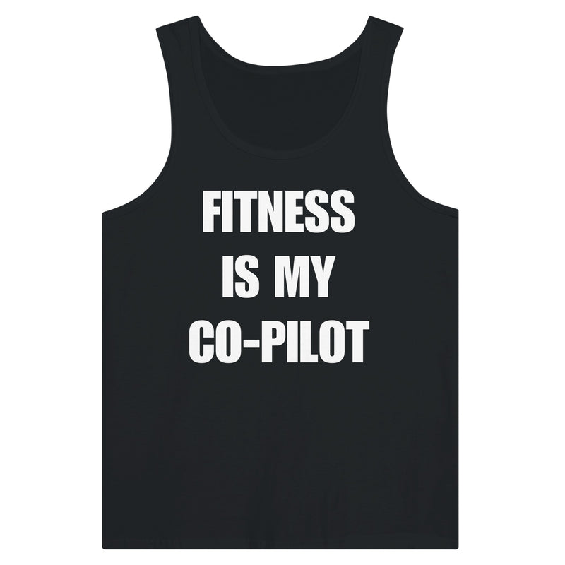 Fitness Is My Co-Pilot premium unisex tank in additional colorway — travel fitness tank, view 8