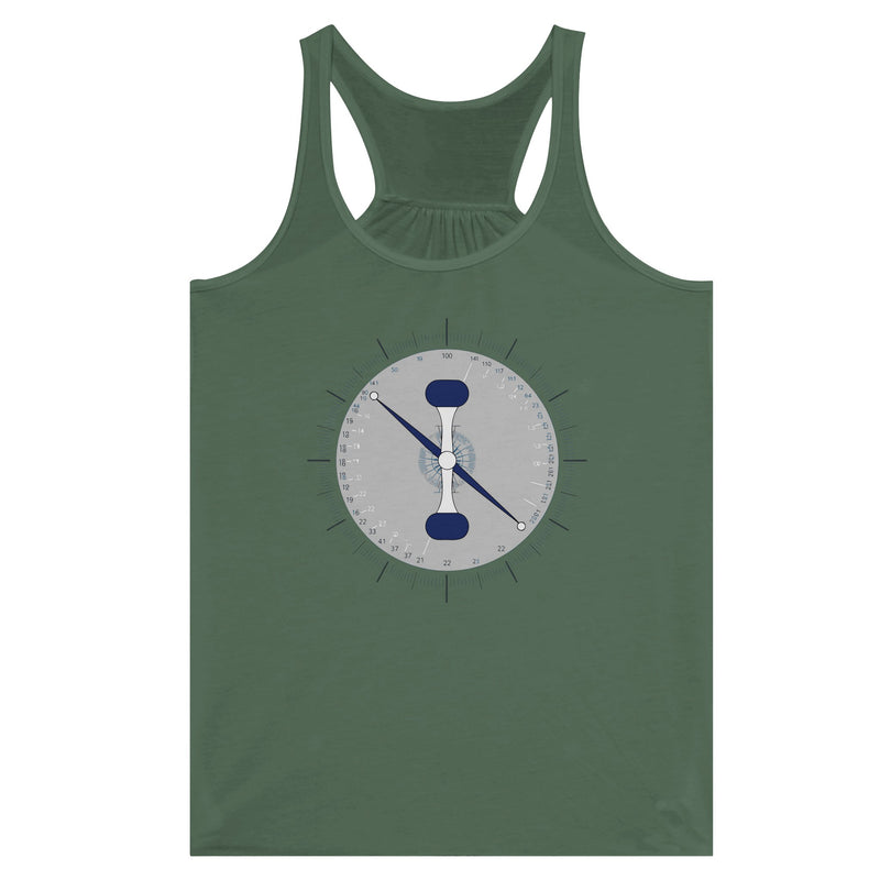 Taxi. Takeoff. Train. Racerback | Dumbbells & Hotels - Taxi. Takeoff. Train. design, racerback product photo