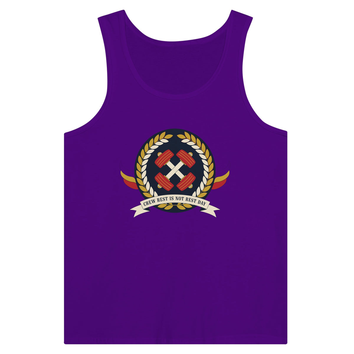 Crew Rest Is Not Rest Day. Tank | Dumbbells & Hotels - Crew Rest Is Not Rest Day. design, tank product photo