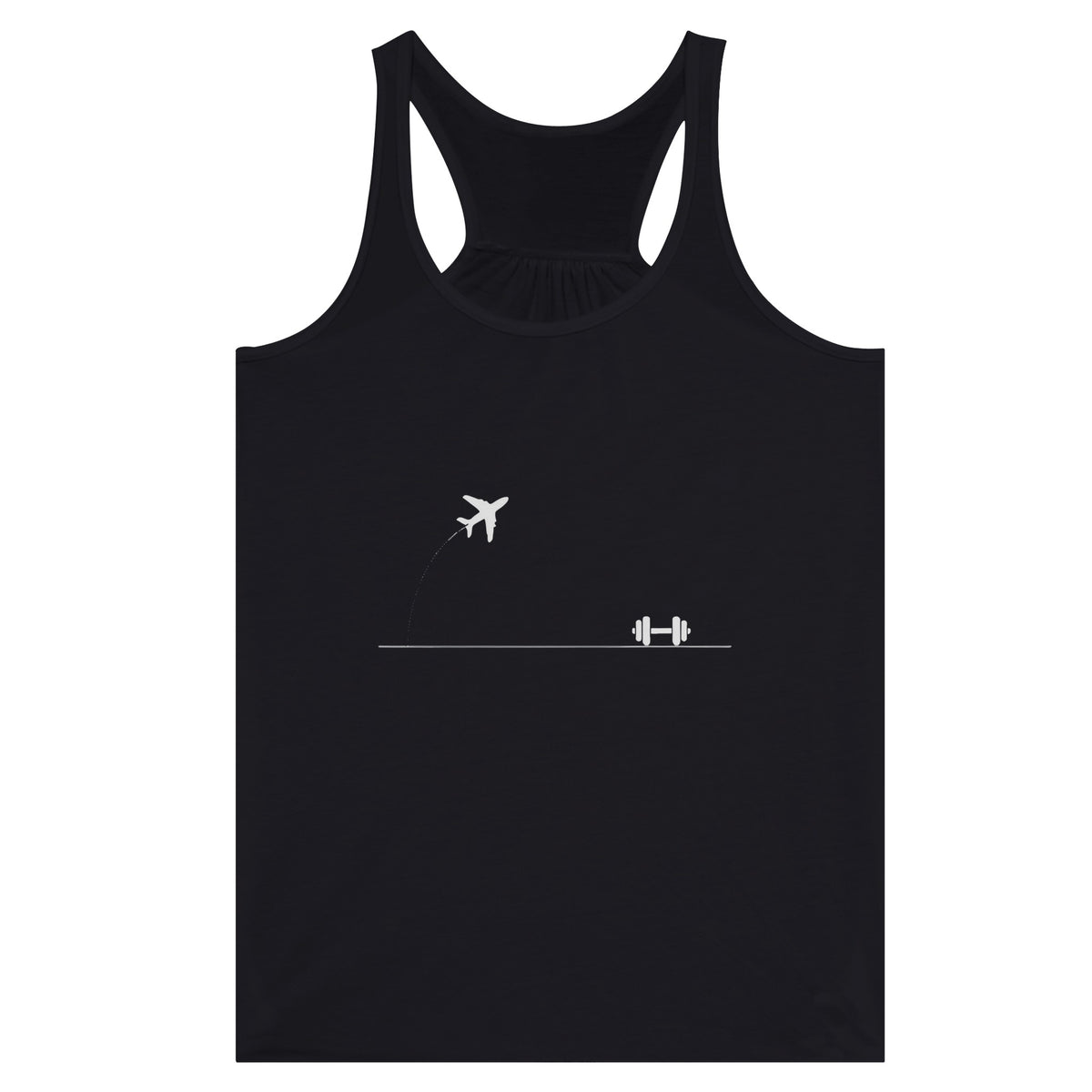 Rucked Miles, Ready Muscles Racerback | Dumbbells & Hotels - Rucked Miles, Ready Muscles. design, racerback product photo