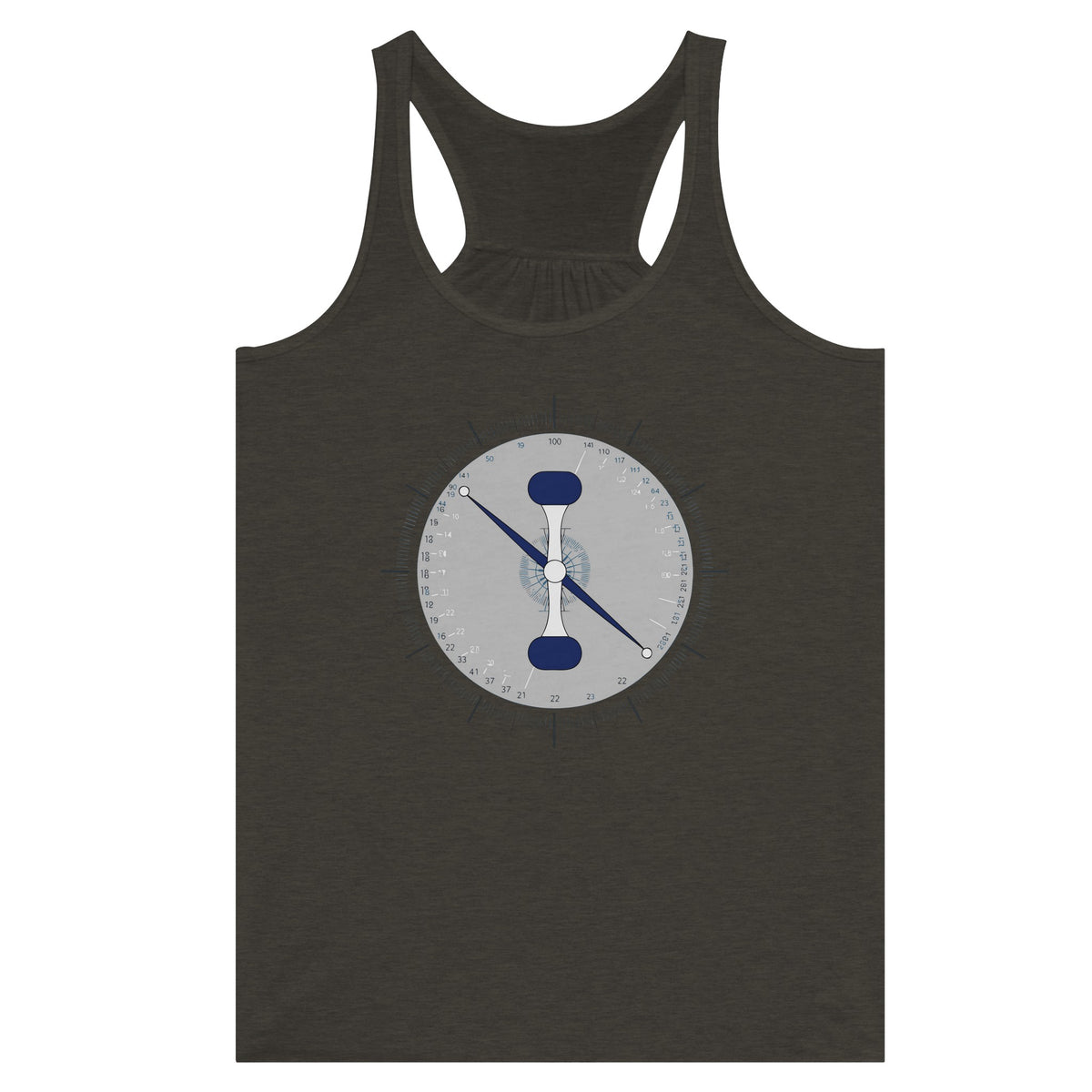 Taxi. Takeoff. Train. Racerback | Dumbbells & Hotels - Taxi. Takeoff. Train. design, racerback product photo