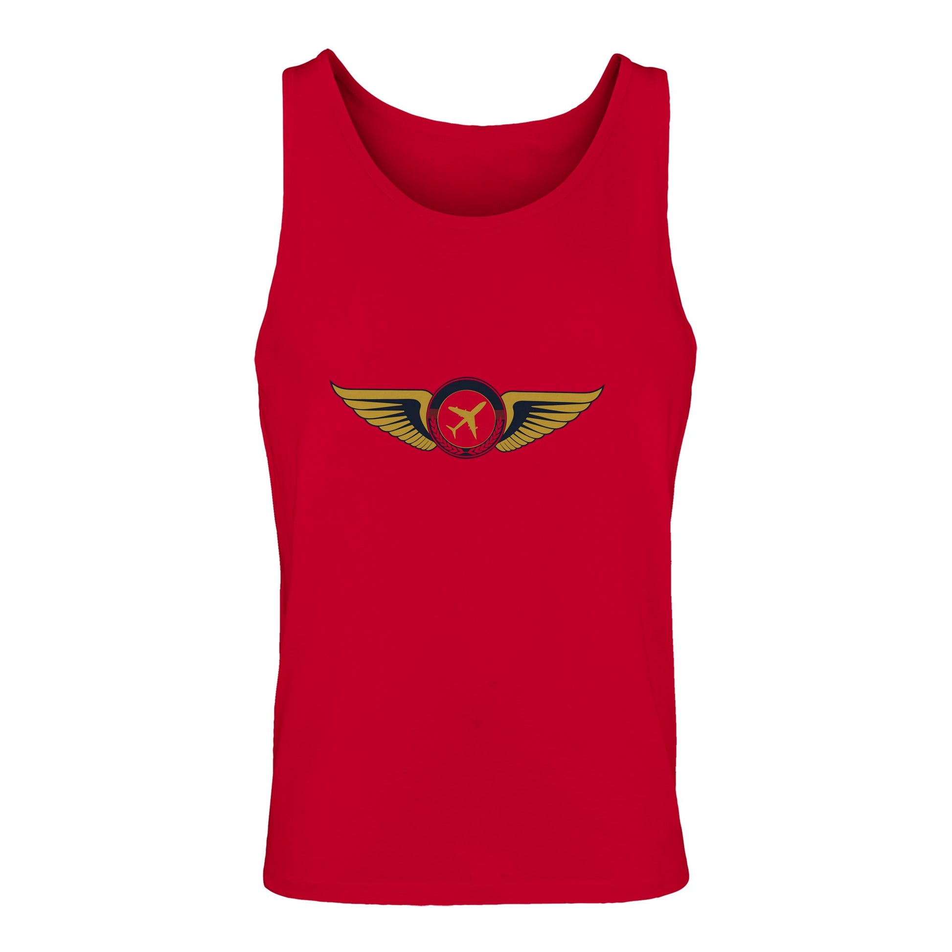 Aviator Wings unisex premium travel tank top, detail view 15 — Dumbbells & Hotels