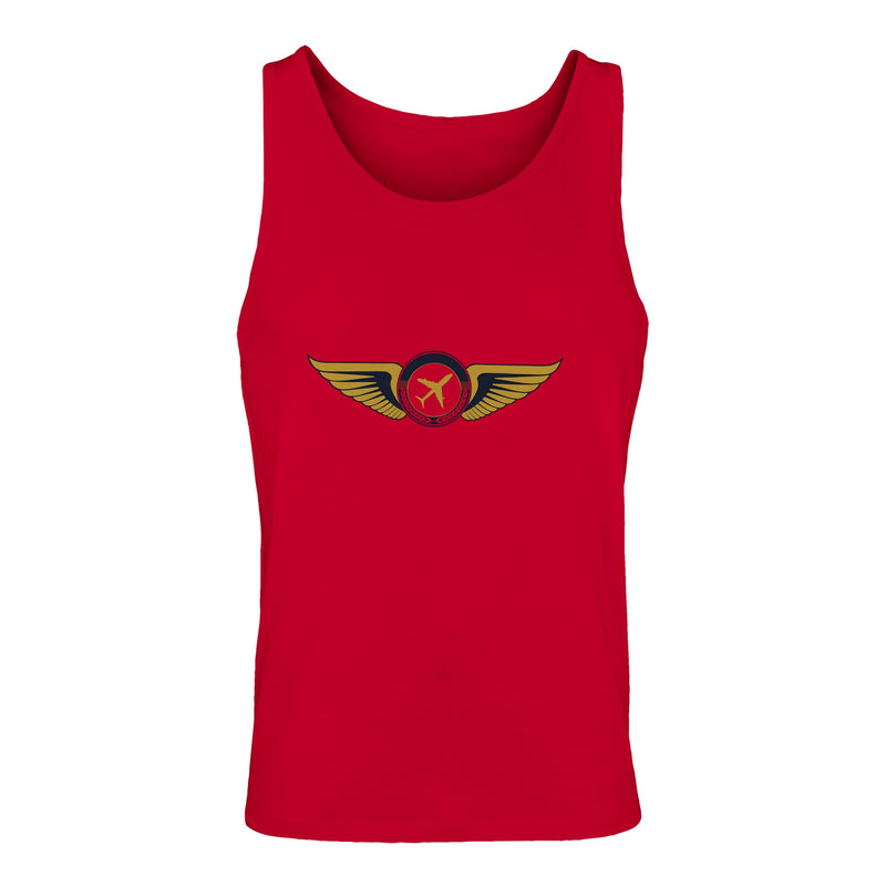 Aviator Wings unisex premium travel tank top, detail view 15 — Dumbbells & Hotels