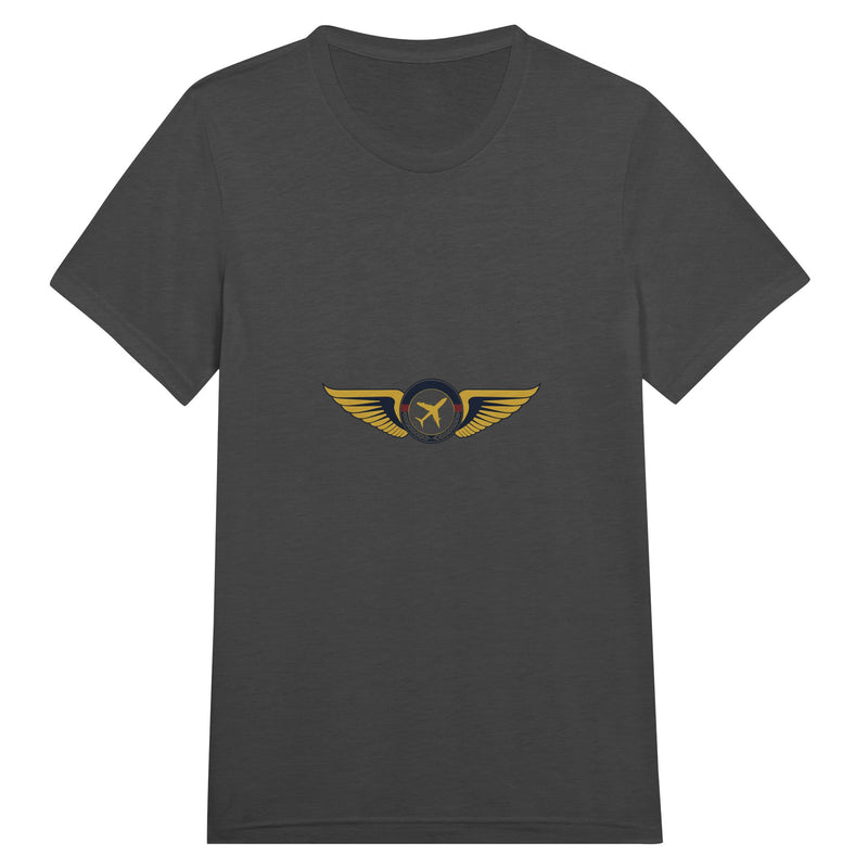Aviator Wings flight-tested travel tee, front view 10 — Dumbbells & Hotels