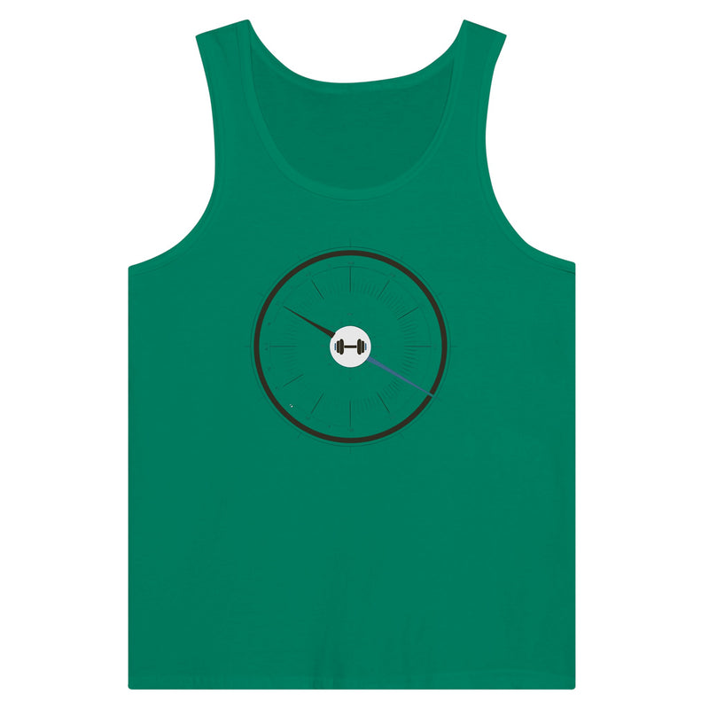 Traveling nurse wearing the Bedside Manner Barbell Manner tank for a high-heat hotel gym session