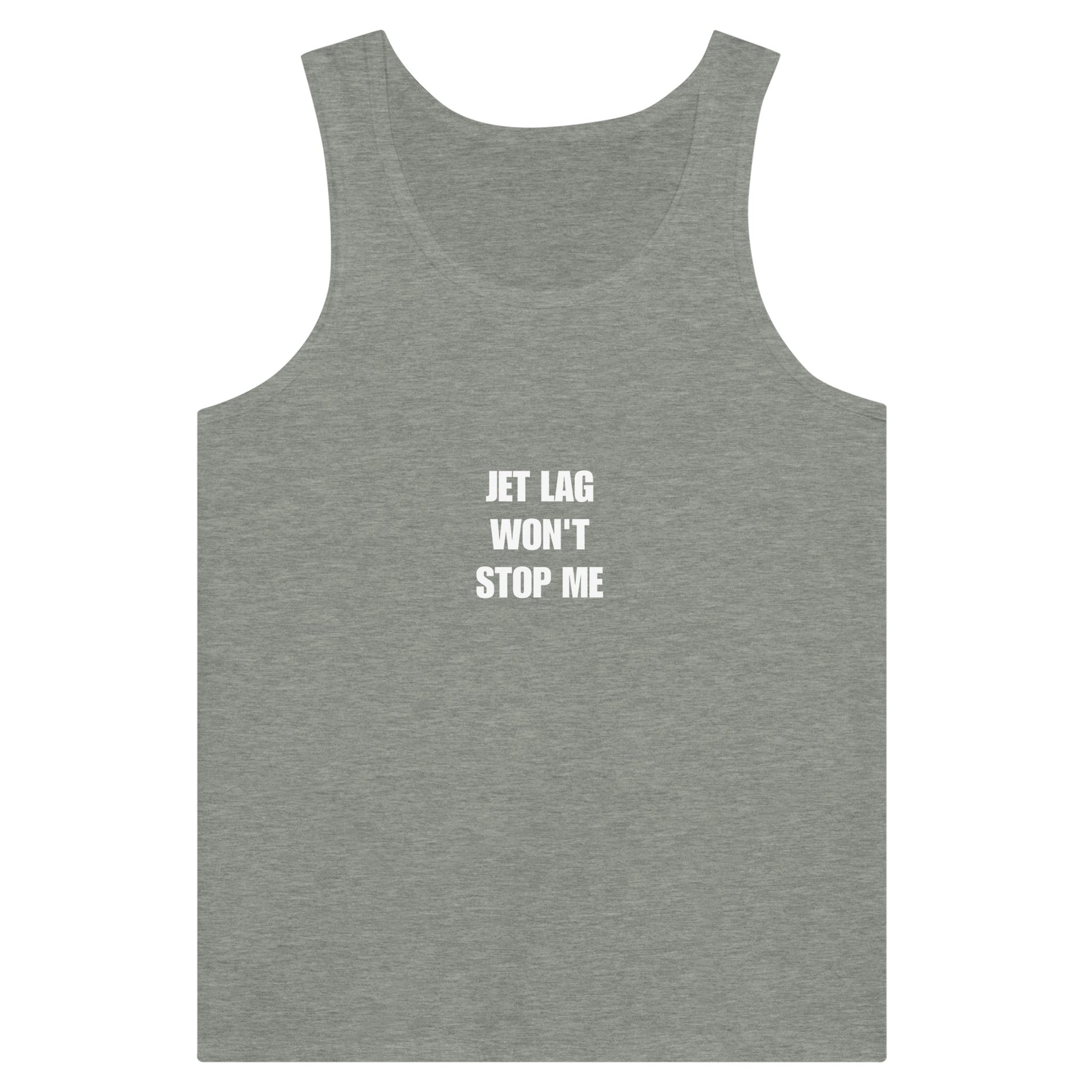Jet Lag Won't Stop Me Men's Travel Tank Top - road warrior travel fitness apparel by Dumbbells & Hotels
