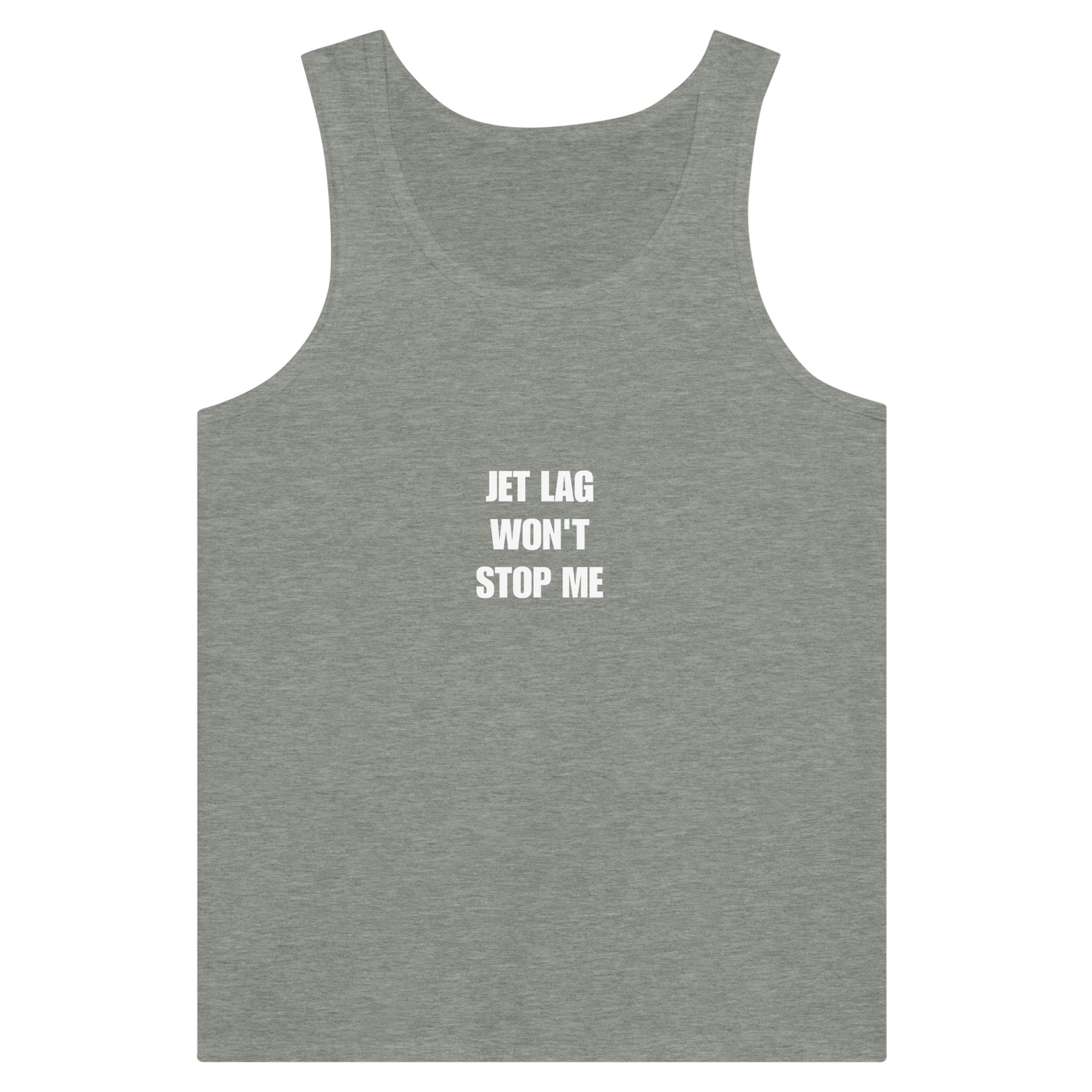 Jet Lag Won't Stop Me Men's Travel Tank Top - road warrior travel fitness apparel by Dumbbells & Hotels