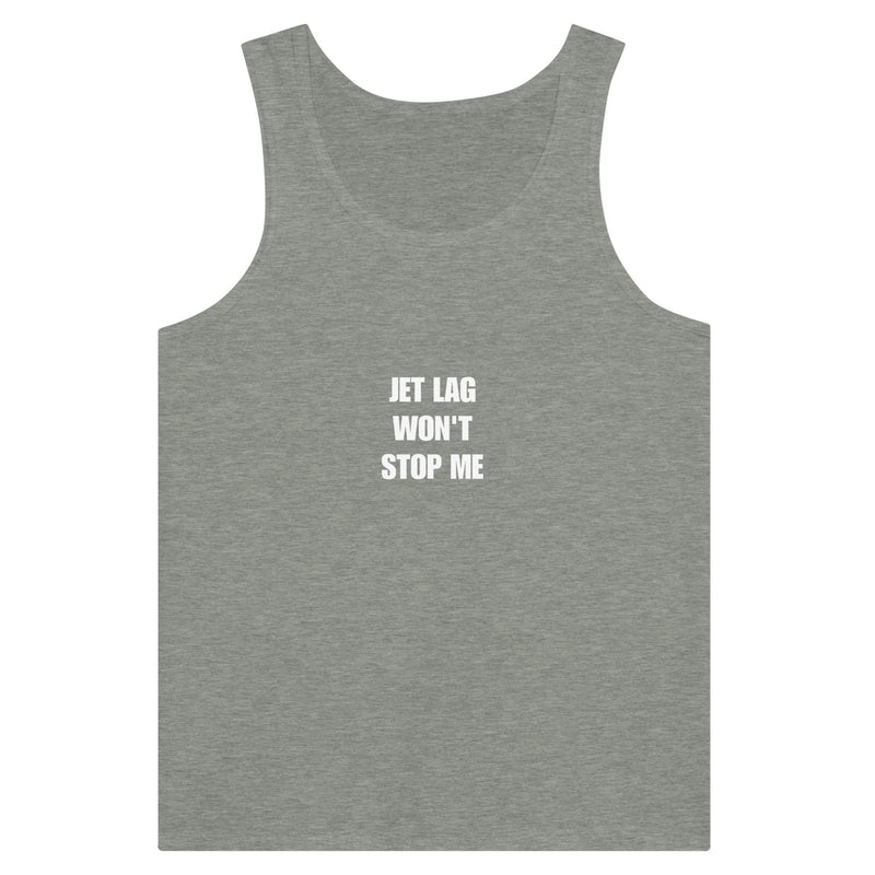 Jet Lag Won't Stop Me Men's Travel Tank Top - road warrior travel fitness apparel by Dumbbells & Hotels
