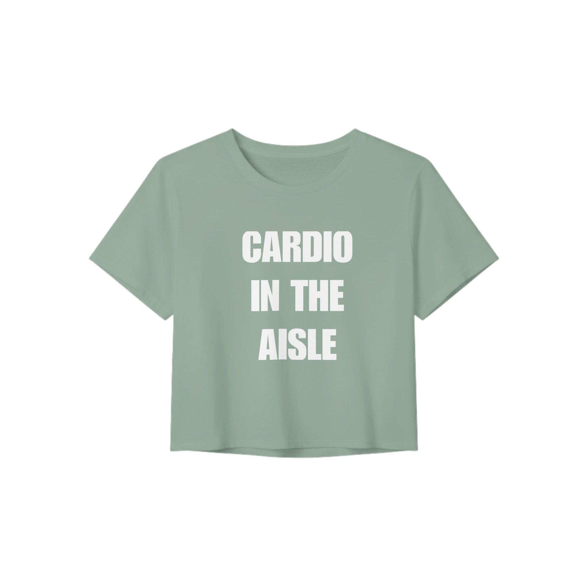 Cardio in the Aisle women's travel crop — road warrior training in the hotel gym | Dumbbells & Hotels