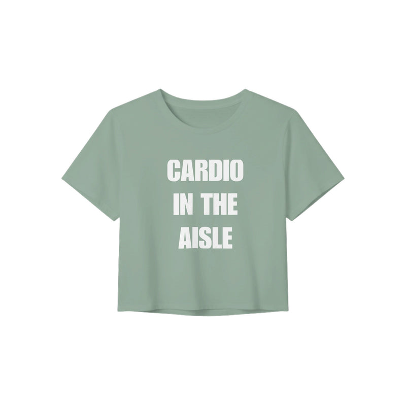 Cardio in the Aisle women's travel crop — road warrior training in the hotel gym | Dumbbells & Hotels