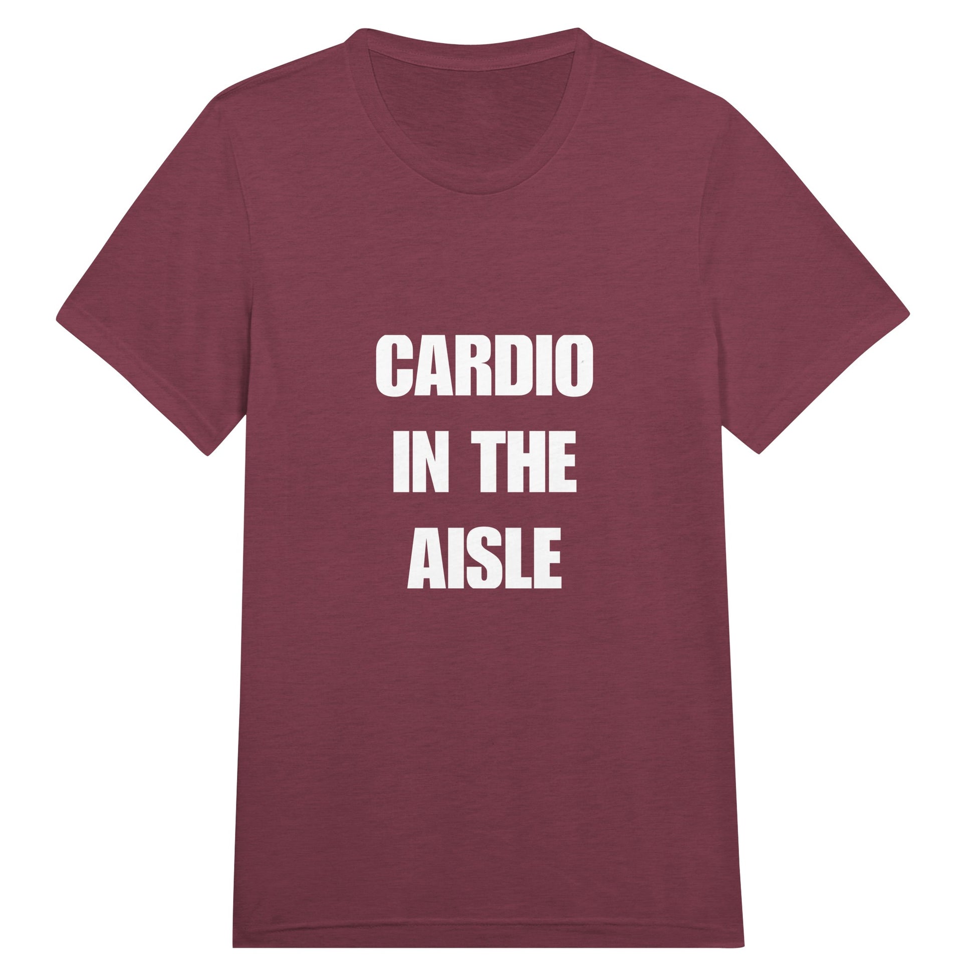 Cardio in the Aisle travel workout tee — wrinkle-resistant gear that packs flat for the carry-on | Dumbbells & Hotels