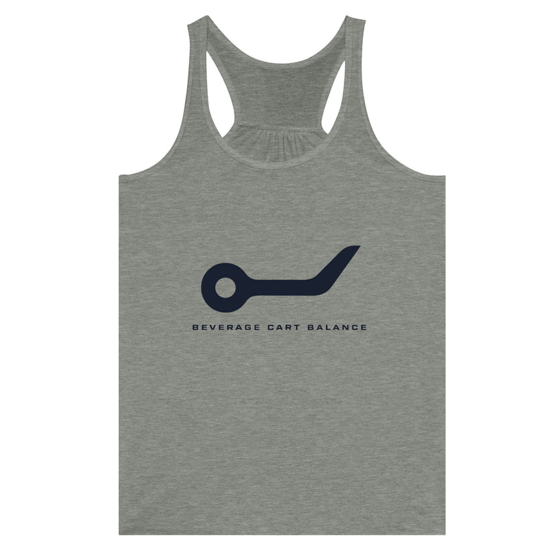 Beverage Cart Balance women's racerback tank by Dumbbells & Hotels, travel gym apparel