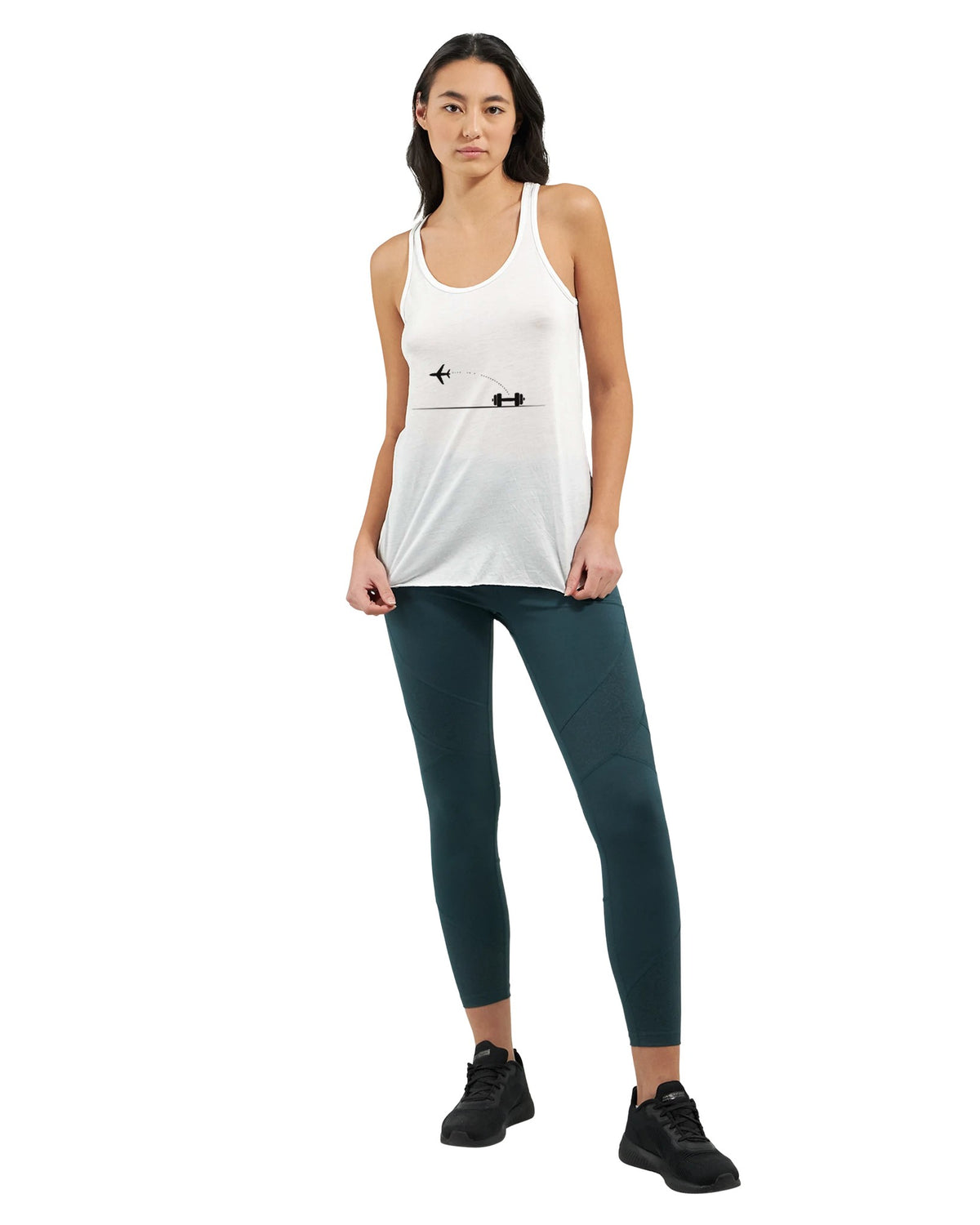 Land. Recover. Repeat. Racerback | Dumbbells & Hotels - Land. Recover. Repeat. design, racerback product photo