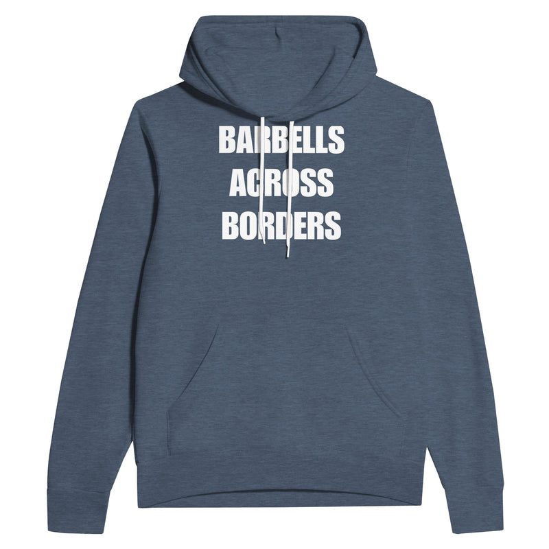 Barbells Across Borders travel hoodie — flight-tested travel fitness apparel for the road warrior | Dumbbells & Hotels