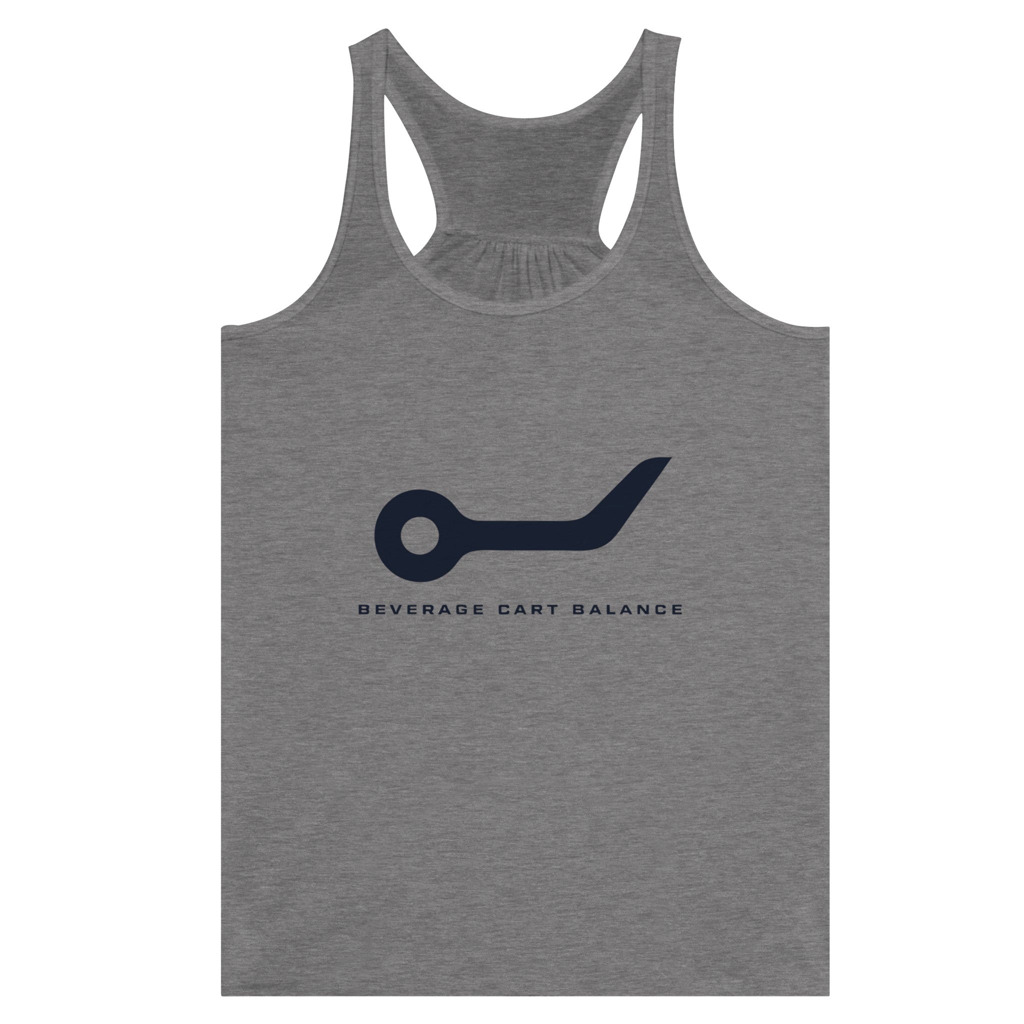 Beverage Cart Balance women's racerback tank by Dumbbells & Hotels, travel gym apparel