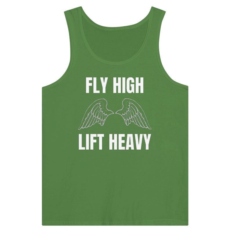 premium travel tank with white Fly High Lift Heavy wingspan print, product view 5
