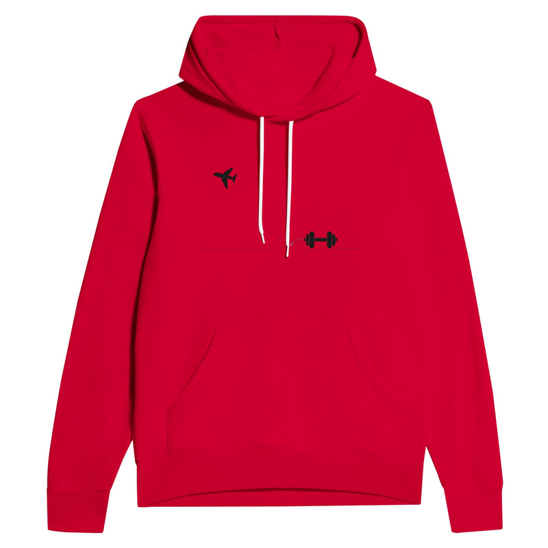 Boardroom Bound Body layover travel hoodie by Dumbbells & Hotels — view 9