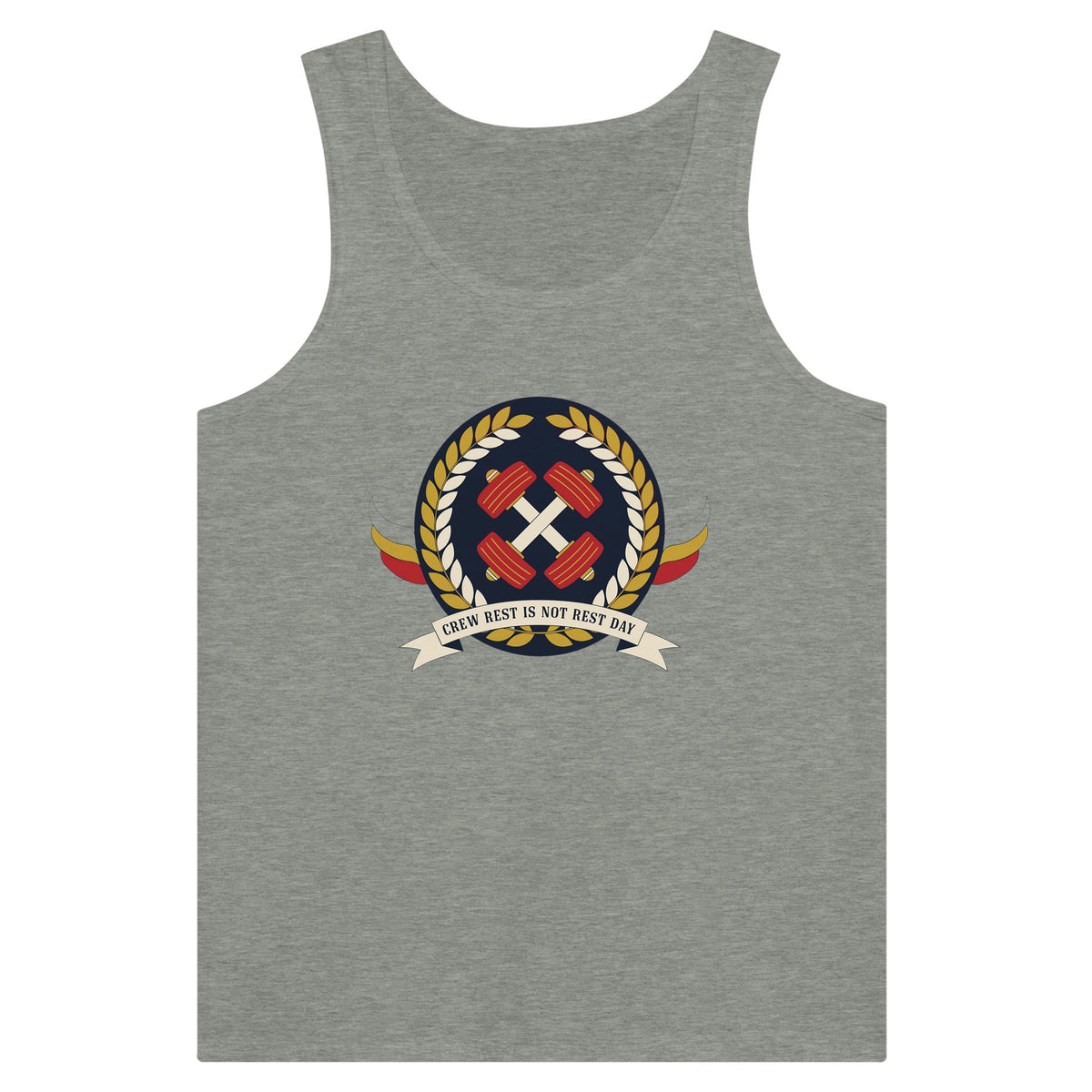 Crew Rest Is Not Rest Day. Tank | Dumbbells & Hotels - Crew Rest Is Not Rest Day. design, tank product photo