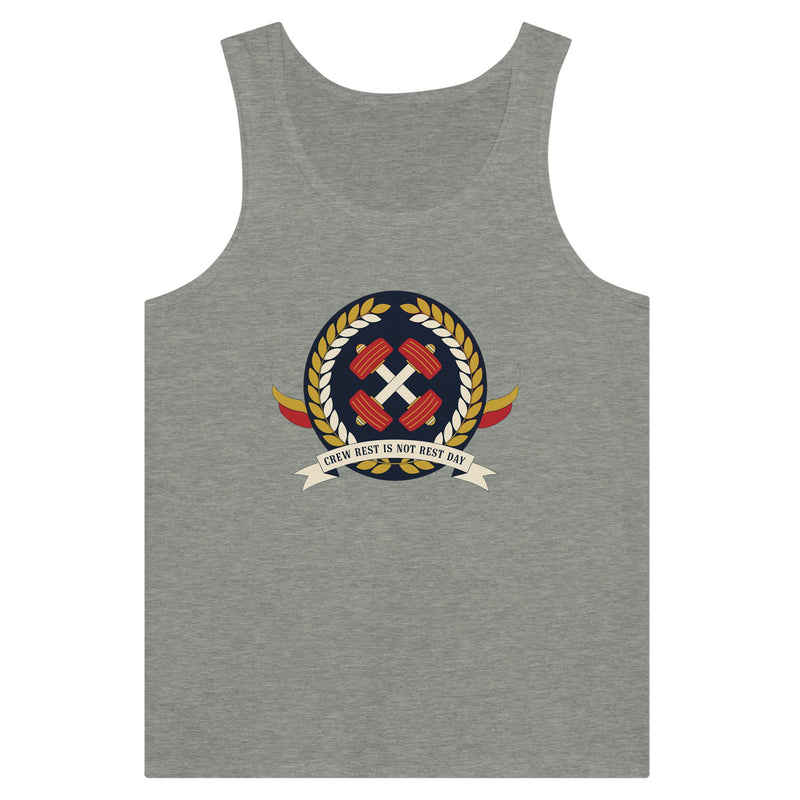 Crew Rest Is Not Rest Day. Tank | Dumbbells & Hotels - Crew Rest Is Not Rest Day. design, tank product photo