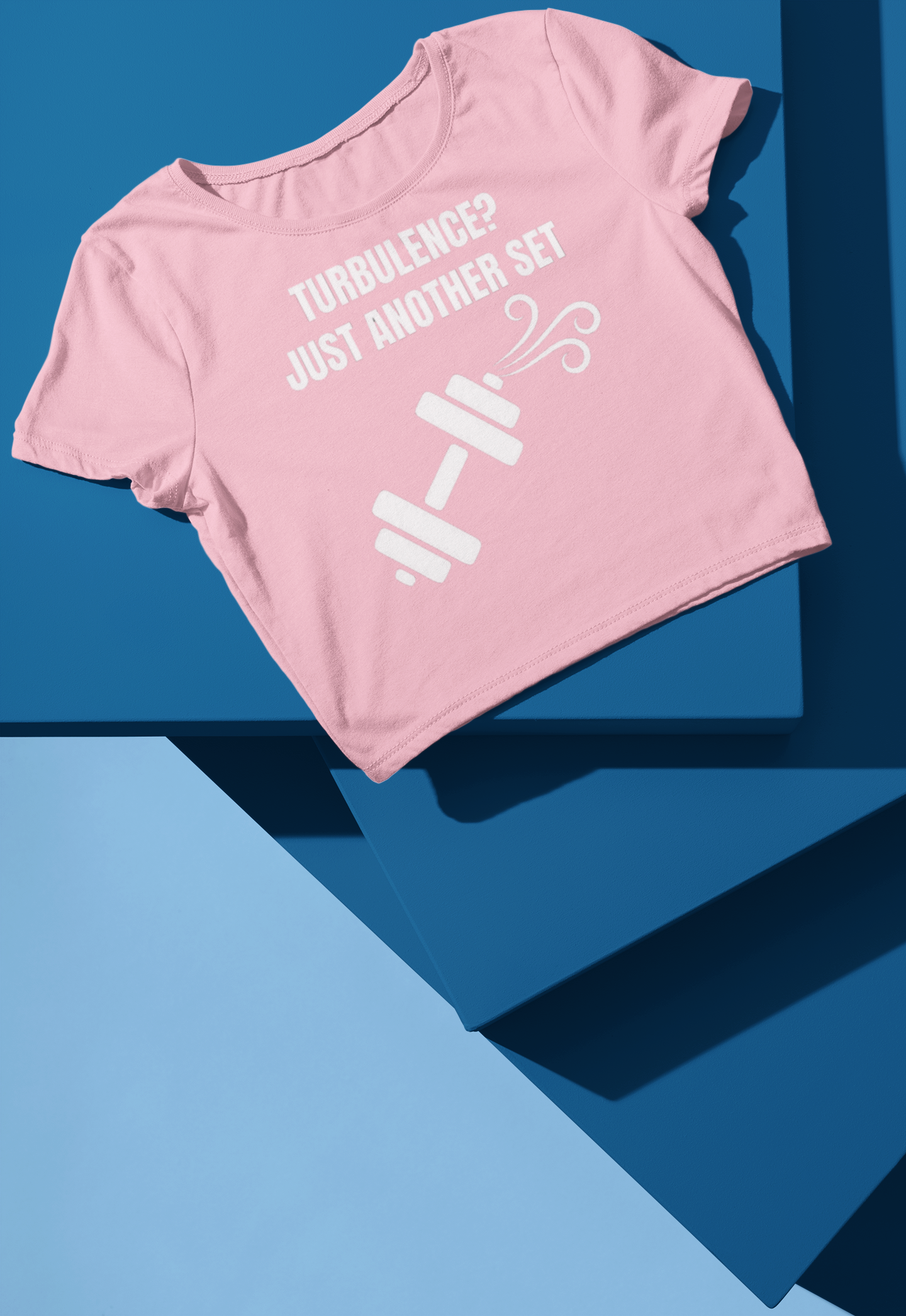 Bubblegum women's crop top flat-lay — Turbulence? Just Another Set travel fitness apparel