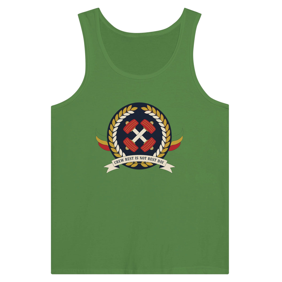 Crew Rest Is Not Rest Day. Tank | Dumbbells & Hotels - Crew Rest Is Not Rest Day. design, tank product photo