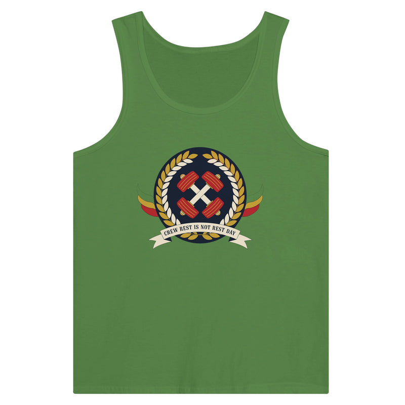 Crew Rest Is Not Rest Day. Tank | Dumbbells & Hotels - Crew Rest Is Not Rest Day. design, tank product photo