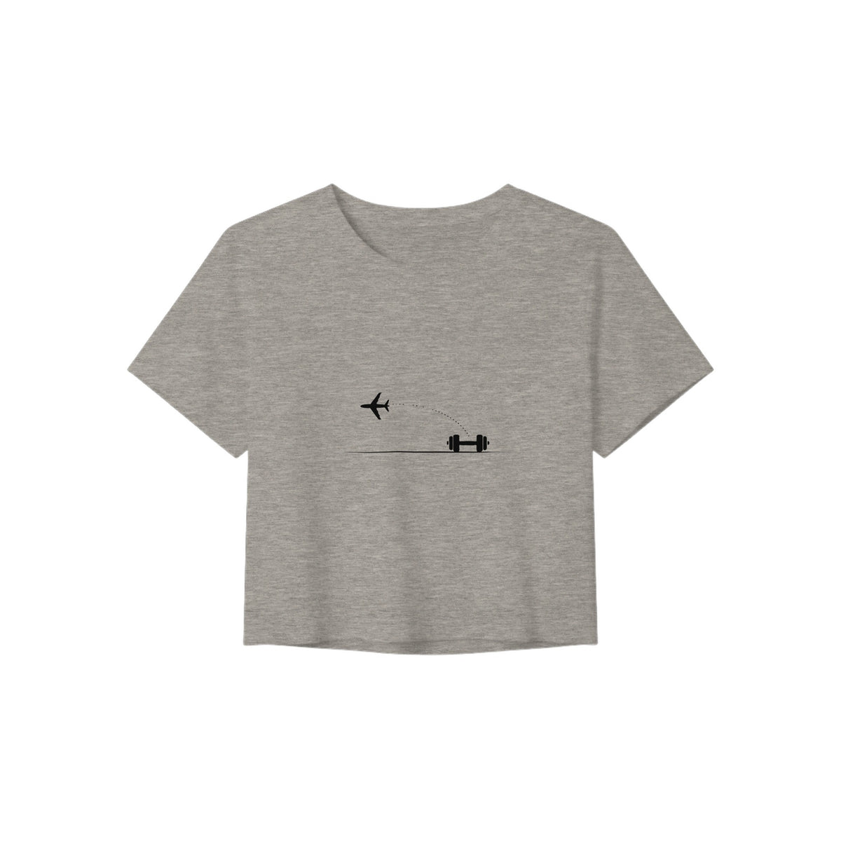 Land. Recover. Repeat. Crop Tee | Dumbbells & Hotels - Land. Recover. Repeat. design, crop tee product photo