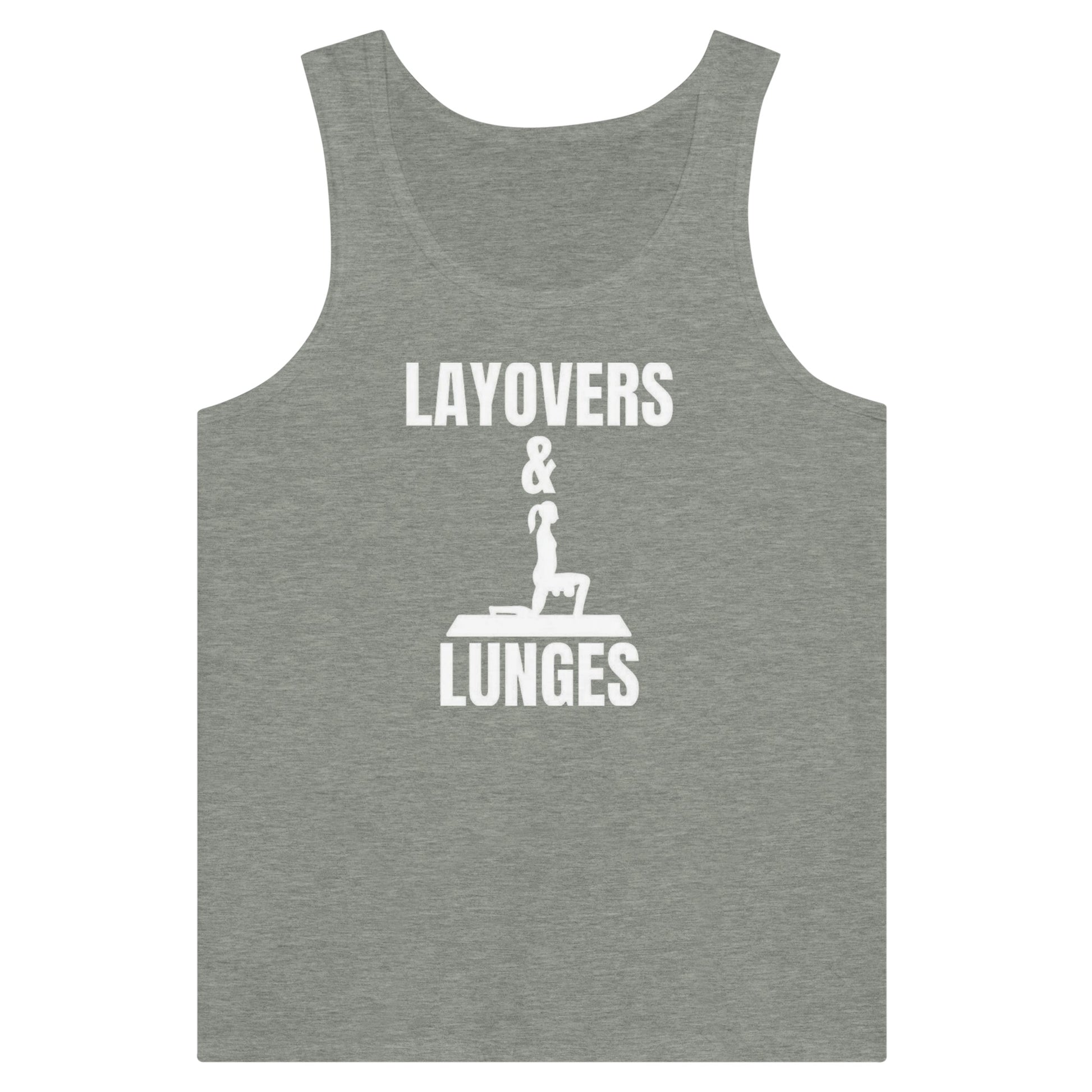 Layovers & Lunges Athletic Tank - road warrior travel fitness apparel by Dumbbells & Hotels