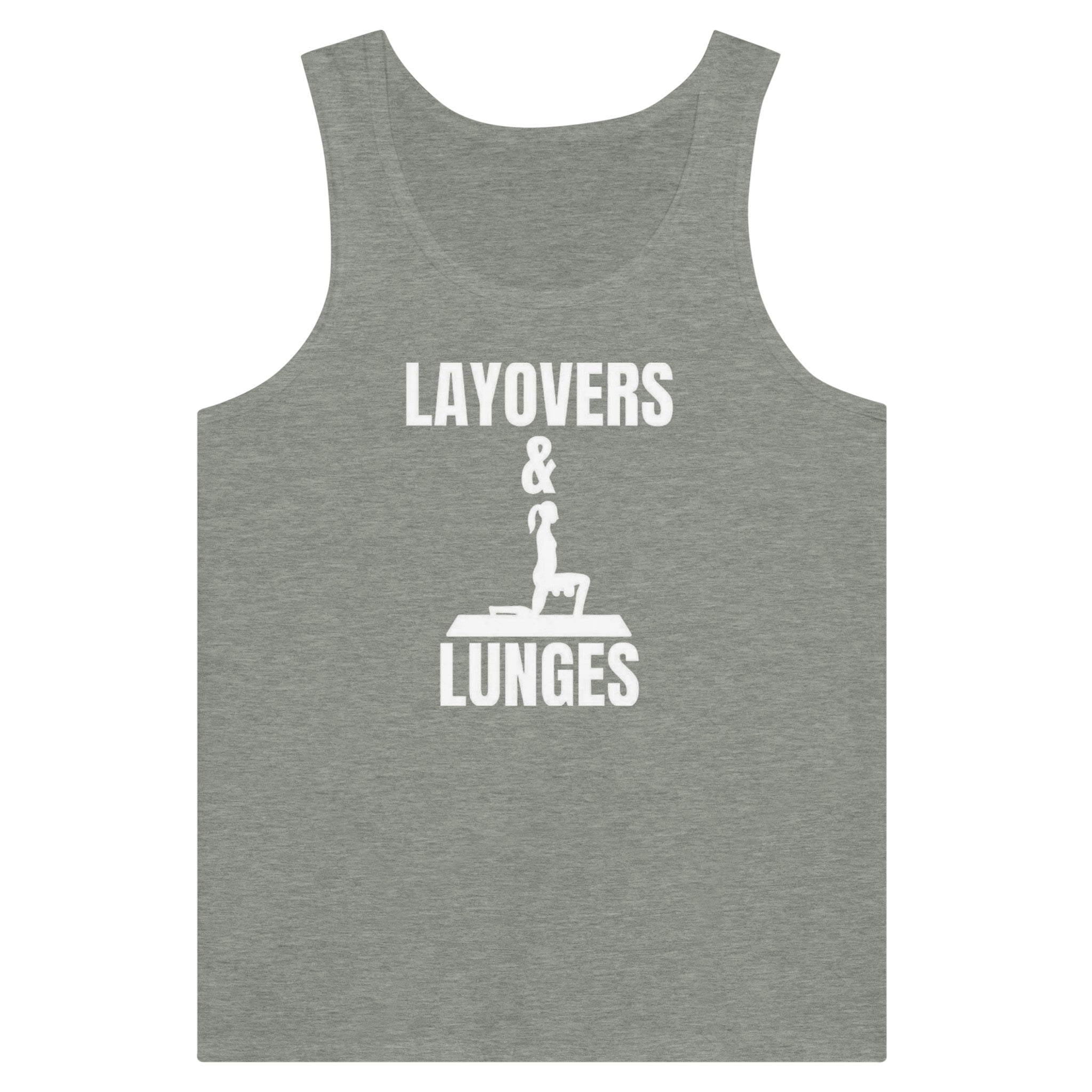 Layovers & Lunges Athletic Tank - road warrior travel fitness apparel by Dumbbells & Hotels